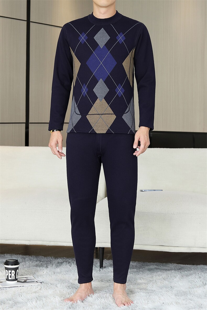 保暖内衣男士半高领秋衣秋裤加厚全身贴片套装TZ880-27-P80,男装棉衣,星座310B-3