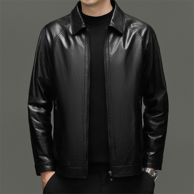 BG-X116春秋款海宁男式头层牛皮真皮皮衣男翻领修身休闲夹克，男装皮衣，电商B360A（原721A）