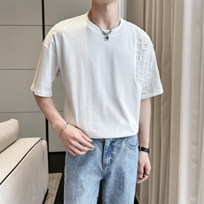 2025夏季新款男生T恤男士薄款个性拼接提花短袖潮901-T24-P58，男装T恤，星座901