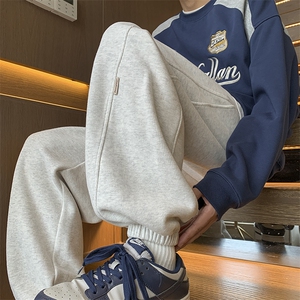 松弛感运动裤子男春秋季2025年新款美式高街宽松束脚哈伦休闲卫裤图片