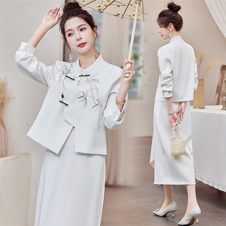 新中式羊毛呢套装女春秋2025新款高端大气名媛减龄小香风两件套裙，女装套装/套裙，芷墨服饰