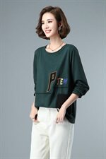 2021春秋季新款时尚字母刺绣宽松卫衣，女装卫衣/绒衫，深水步