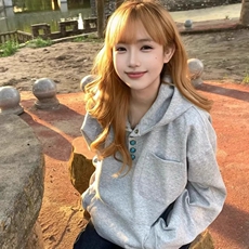 美式假两件格子拼接polo领卫衣女春秋宽松韩系设计感小众长袖上衣，男装卫衣，星座218-8