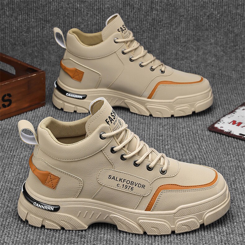 X4305-90马丁靴男鞋秋季新款透气高帮鞋男百搭厚底休闲鞋，男鞋马丁靴，星座1407-3