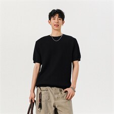 2026夏100棉华夫格老钱肌理感正肩针织短袖T恤TTMT05-特P45控78，男装T恤，星座1315