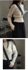 设计时尚一字肩毛衣女秋冬针织衫一字领修身收腰显瘦上衣，女装针织衫/毛衣，半城羊绒
