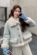 新款2025冬季韩系皮毛一体两面穿派克服7825-P205-K308，女装棉衣/棉服，2C057