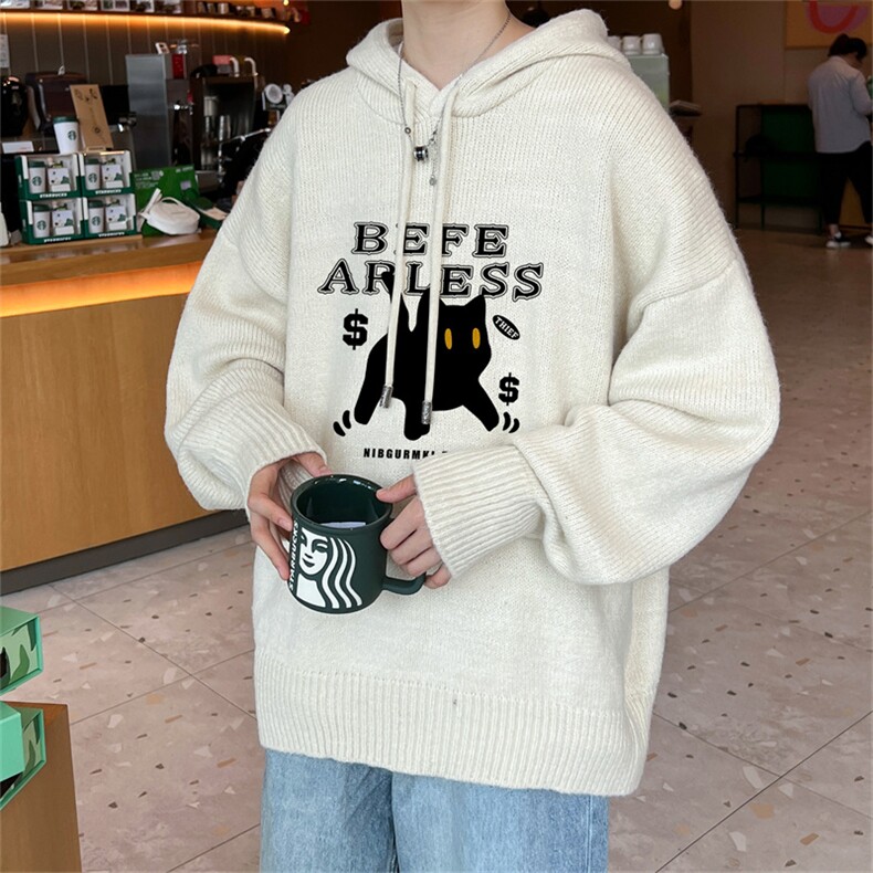 高品秋冬季连帽毛衣男复古慵懒风针织衫毛衣外套MYL3338-P65控88图片