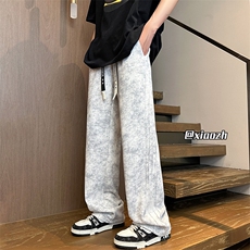 褶皱扎染脏脏裤子男春秋季潮流美式复古高街宽松直筒垂感休闲卫裤，男装休闲裤，星座512A（原616）
