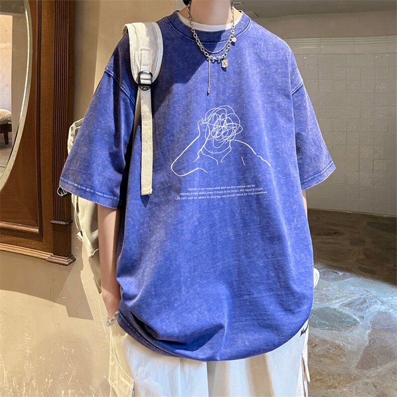 ！2024夏季新款男士水洗潮牌短袖T恤情侣半袖XT133P35,男装T恤,电商B220