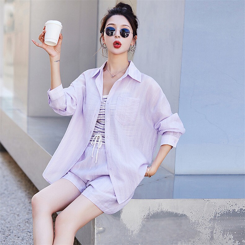 时尚防晒服套装女夏季新款显瘦针织吊带三件套,女装套装/套裙,鑫慧