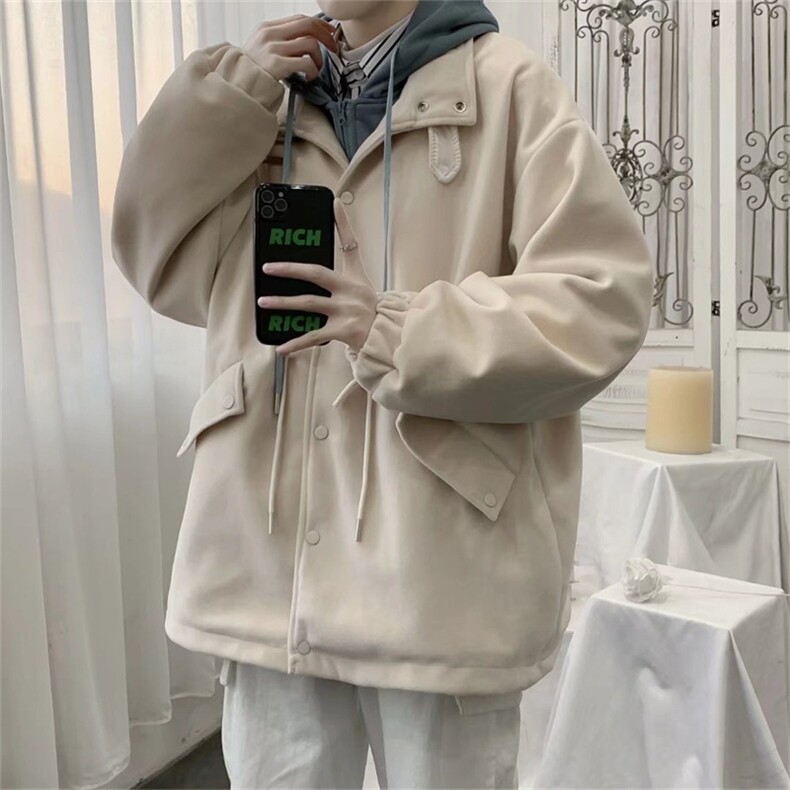假两件外套男ins潮美式炸街连帽夹克宽松设计感小众风衣JK566-P85,男装夹克,星座1008