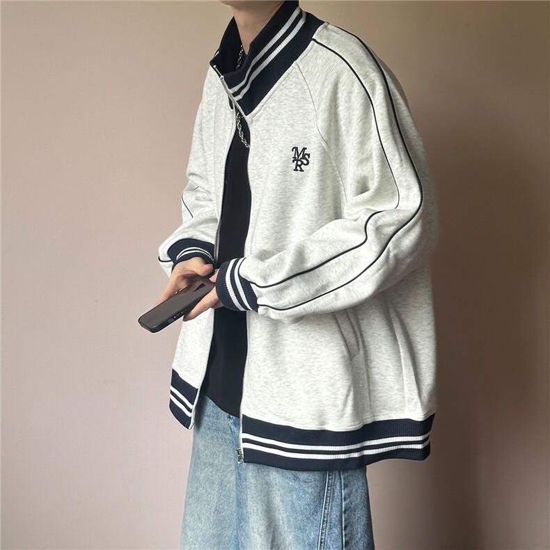 2026春现货立领卫衣外套男士宽松休闲绣花上衣A351-AW2529-P95,女装短外套,电商A351