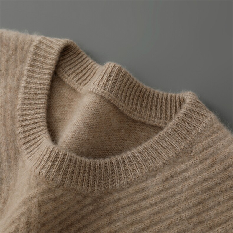 2025年秋季新款抽条针织男士羊毛上衣时尚休闲通勤百搭，男装羊毛衫，德晨羊绒