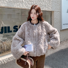8679灰色气质羊羔毛外套8679-P190-K278，女装短外套，2C232
