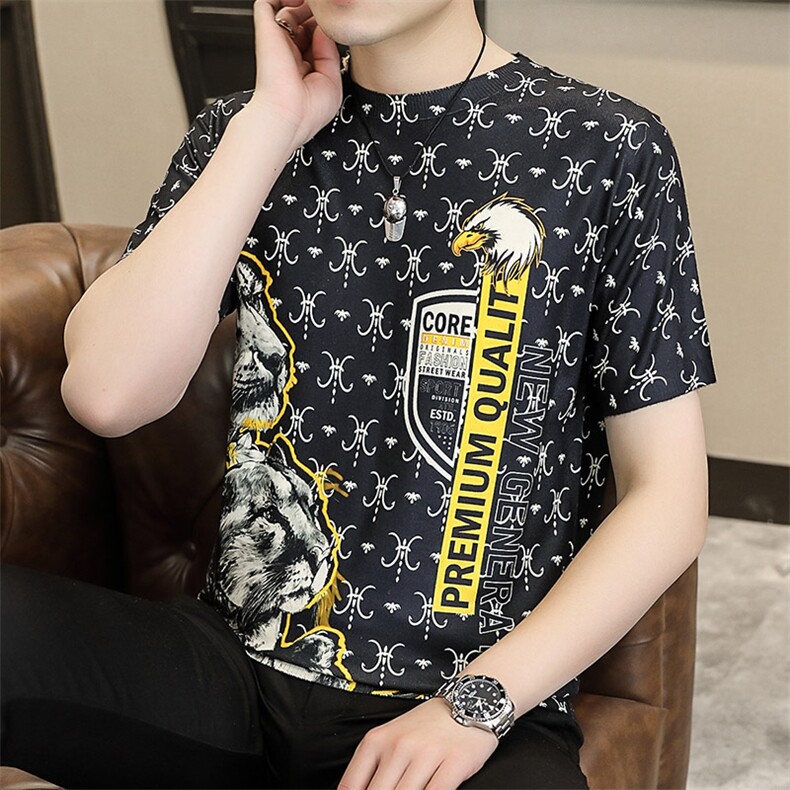 时尚休闲男士圆领短袖t恤夏天薄款2023夏季新款打底衫上衣服体恤,男装T恤,电商B212（原钱塘6029）