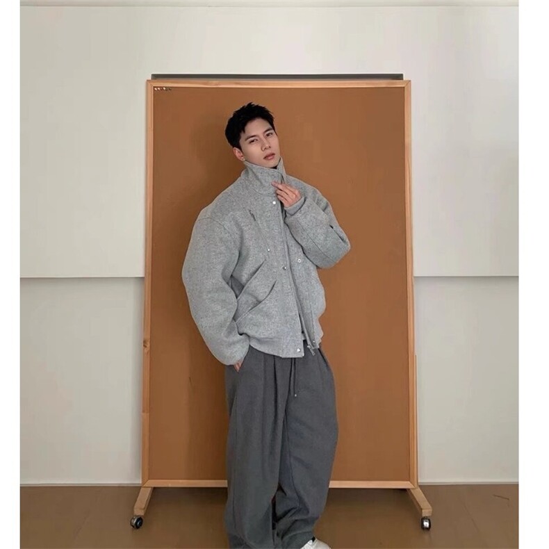 W9138-P100网图现货解构双拉链哈灵顿棉服加厚百搭流行潮流新款,男装棉衣,星座1608-2