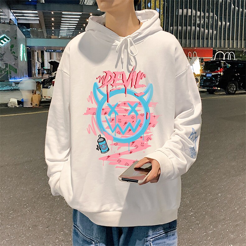 WY2178-P35 加绒款-P40 纯棉连帽卫衣男大码运动帽衫宽松薄外套男图片