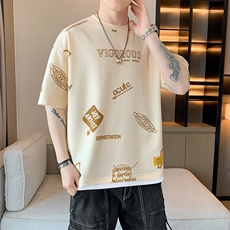 冰氧仿棉短袖店主风夏季休闲百搭趣味印花男上衣TC3156-P25控48，男装T恤，星座717