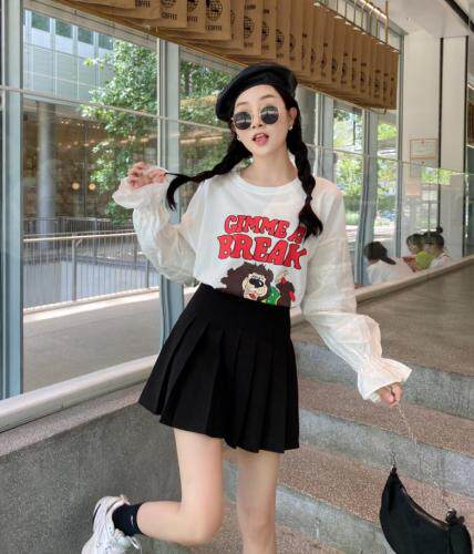 新款秋装蕾丝拼接袖卫衣，女装卫衣/绒衫，83A