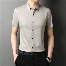 QLM88262男士2023年夏季薄款男式短袖衬衫休闲免烫修身P55图片