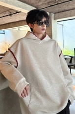 WY10155-特P48控88新款连帽贝壳绣花麦穗提花大码男宽松情侣卫衣，男装卫衣，电商A059