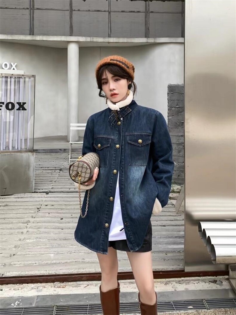 爱美欧现货羊羔毛牛仔加绒衬衣，其它，爱美欧