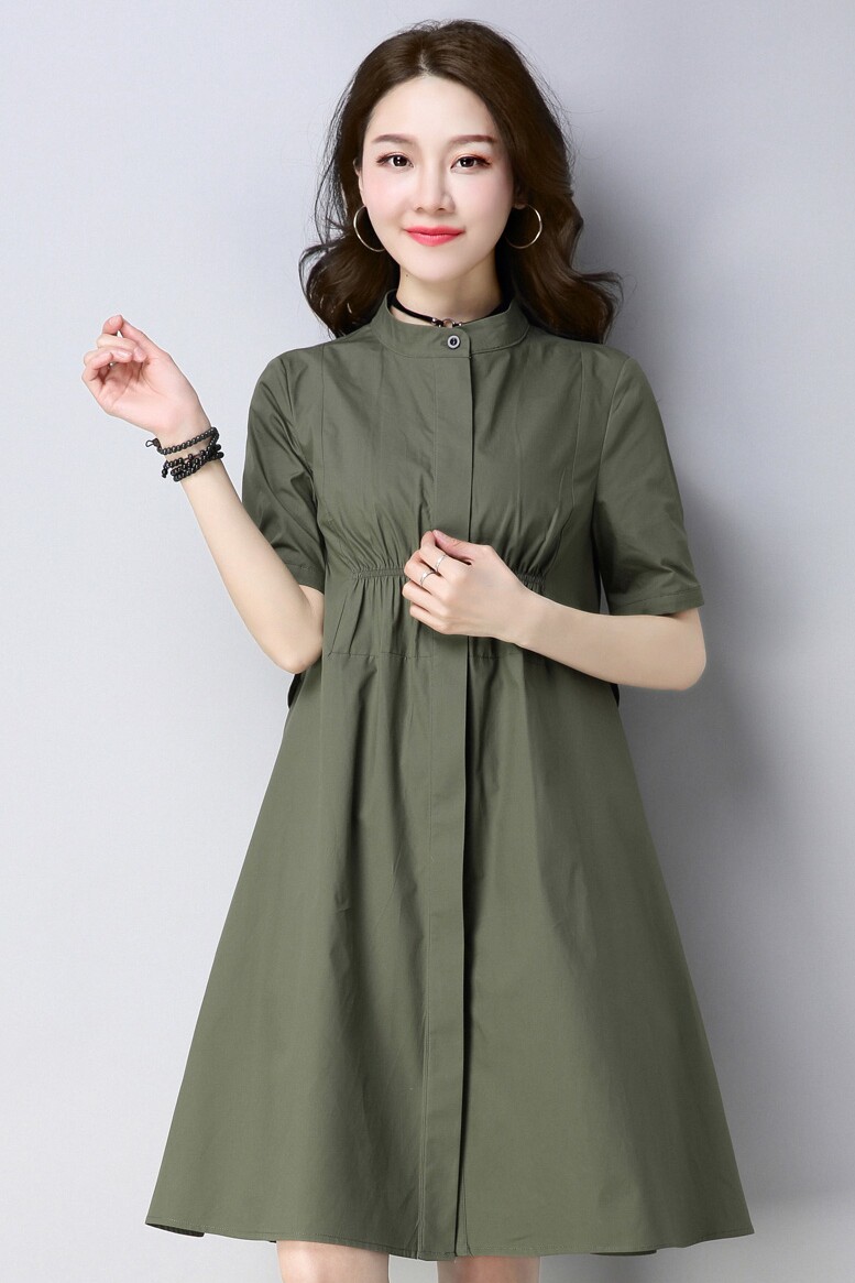 衬衫纯色POLO领2021年夏季五分袖修身显瘦气质唯美,女装衬衫,丽影随形