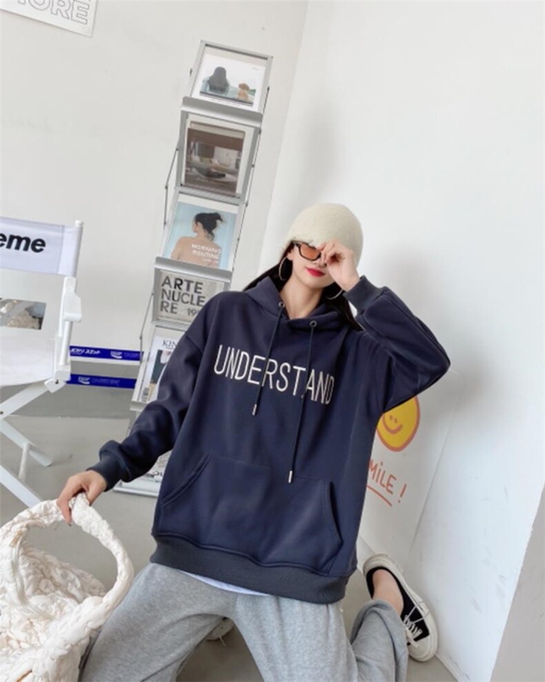 现货冬款韩版休闲时尚加绒卫衣，女装卫衣/绒衫，泽妤