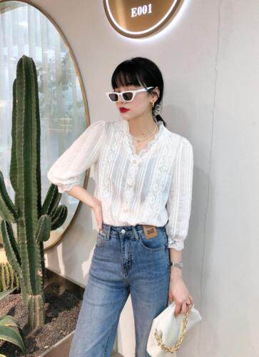 蕾丝花衬衫，女装衬衫，兰魅依生