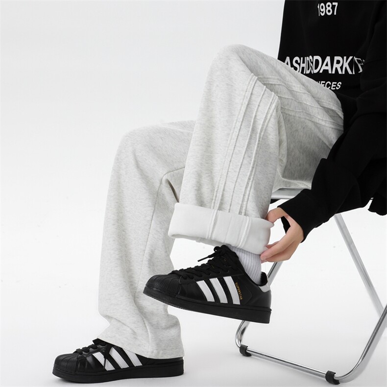 8XL-M加绒卫裤加肥加大码侧边褶皱裤子运动长裤KZ1901/P50加绒60,男装休闲裤,电商B238