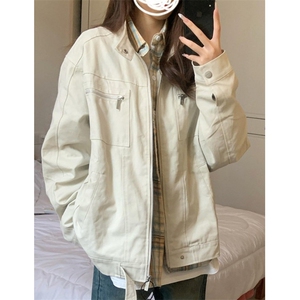 立领外套女新款秋冬季美式复古百搭宽松男女夹克上衣 JN762图片