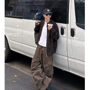 【有货】DY9239-P58春秋新款复古大口袋男女宽松美拉德工装长裤潮图片