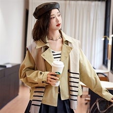 【现货】风衣女春秋装法式风衣女配披肩短款小个子流行气质外套，女装风衣，韩蜜菓