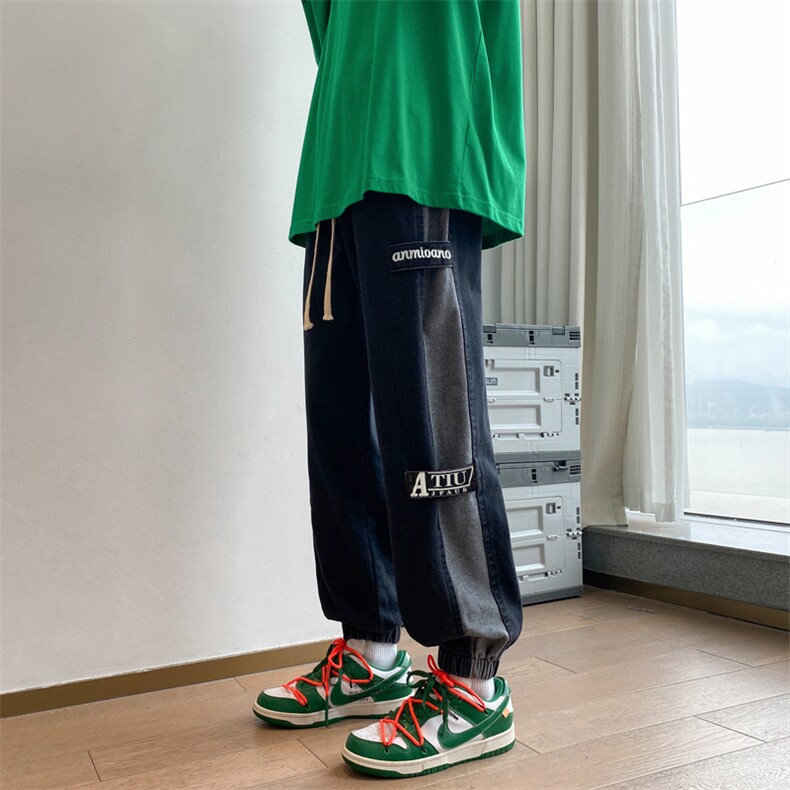 美式工装牛仔裤男款秋季潮牌束脚裤高街宽松休闲裤子N0627-P45,男装牛仔裤,星座308B-1