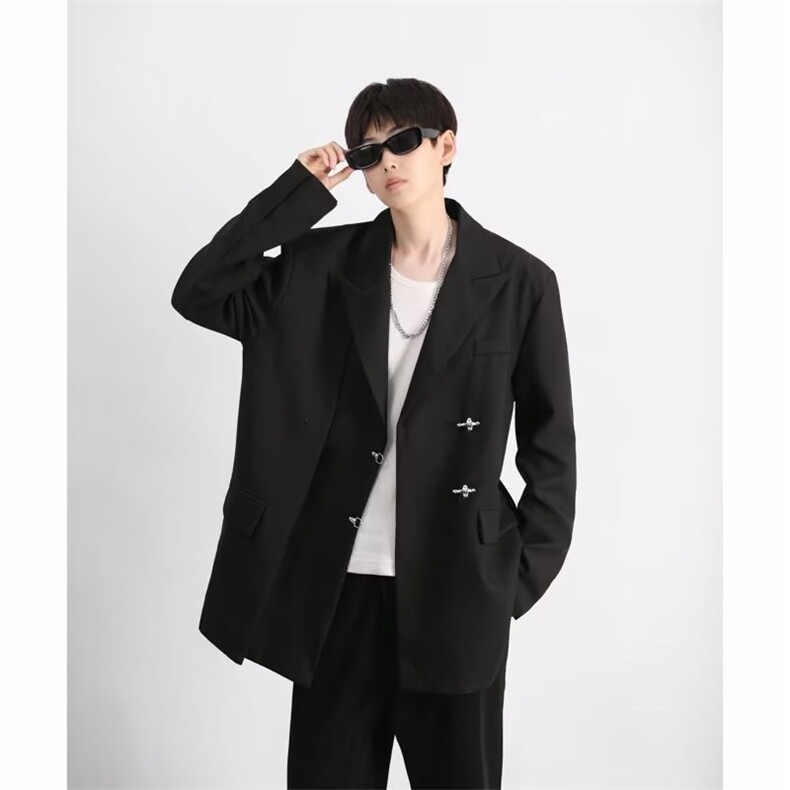 暗黑小众ins金属纽扣设计垫肩西服外套带垫肩WF71P75,男装西服,星座1116-2