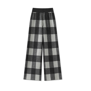 2025年秋季新款百搭方格拼色直筒裤图片