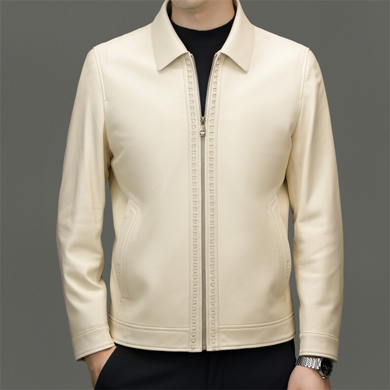 海宁真皮皮衣2025年秋冬季新款中老年男士翻领山羊皮夹克父亲外套，男装夹克，电商B360A（原721A）