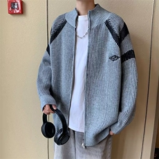 针织开衫男女韩版潮流拼色宽松百搭2024秋冬新款ins毛衣MZ464-P60，男装针织衫/毛衣，星座412-2