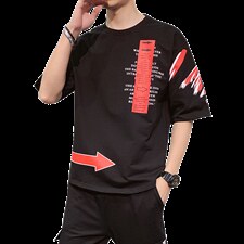 夏季圆领短袖T恤男ins韩版宽松潮流印花半袖上衣服DT08P30，男装T恤，电商A086