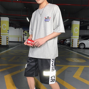 短袖t恤2021新款潮牌男装一套搭配夏装高中运动套装DS773TP65