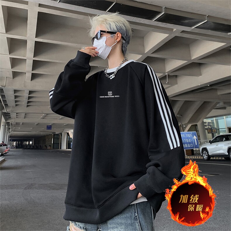 抖音得物供货提供视频秋冬重磅美式宽松织带圆领卫衣0311,男装卫衣,电商A486