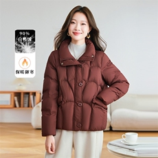 (现货)2025年冬季短款保暖90白鸭绒无帽立领羽绒服,女装羽绒服,深妍伊美, (现货)2025年冬季短款保暖90白鸭绒无帽立领羽绒服,女装羽绒服,深妍伊美,