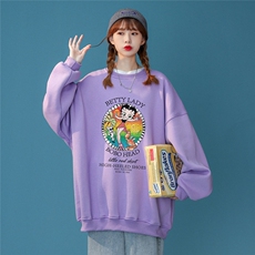 美式复古贝蒂女郎卡通情侣潮长袖圆领卫衣宽松上衣W165P30控48，男装卫衣，A247A