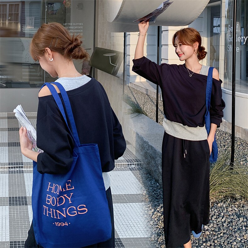 韩系气质假两件露肩卫衣套装裙女2025秋季新款小个子显瘦两件套潮,女装套装/套裙,纯色衣恋
