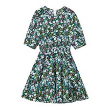 现货已出不断货2021夏装新款碎花连衣裙166-QZ02P65蓝色，女装连衣裙，茜茜公主