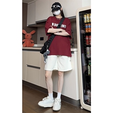 垫肩T恤高街潮牌镭射反光字母印花纯棉短袖1213-T2429-P35，男装T恤，星座1213