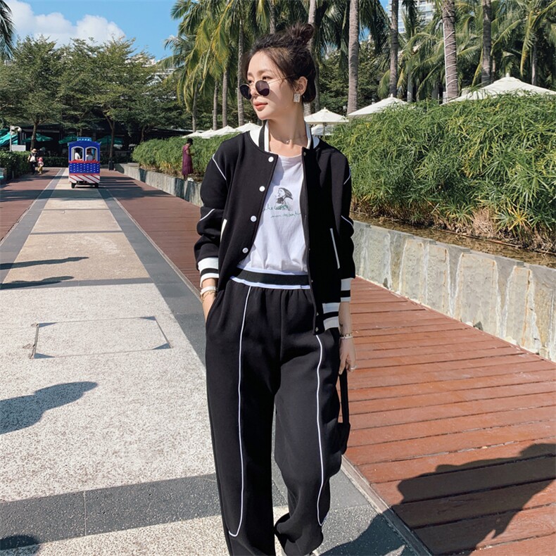现货主推高级感时尚休闲套装小个子港风减龄两件套,女装套装/套裙,菡迪欧娜