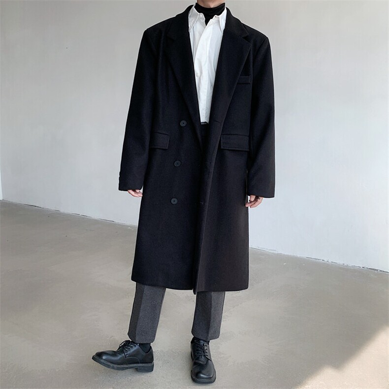 中长款毛呢大衣男202新款春秋季棉外套高级感英伦风衣JK0252-P98，男装风衣，星座308B-2