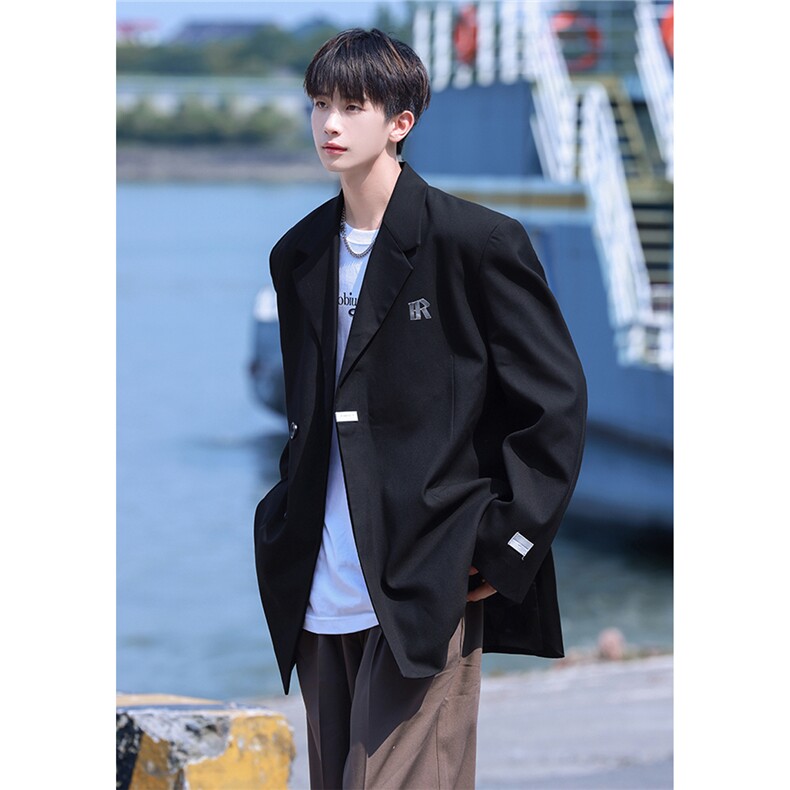 港风金属搭扣西服男成分：96%聚酯纤维4%氨纶XF77068P85控128，男装西服，星座227-7